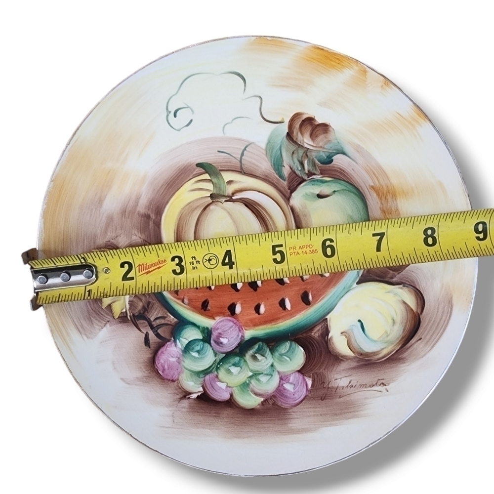 Vintage Hand-Painted ENESCO Fruit Plate Signed by Y. Takimoto Kitchen Decor - Picture 3 of 5